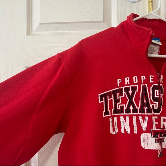 Champion Texas Tech University Red Quarter Zip Pullover Sweatshirt Size Large - Picture 2 of 10